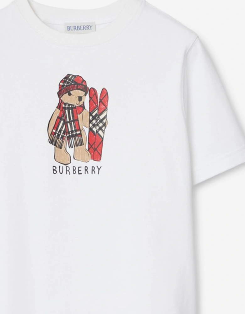 Burberry Girls Cedar Ski Bear T-Shirt in White