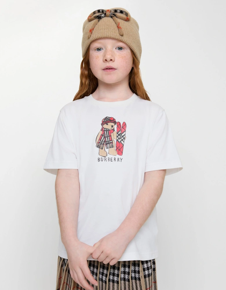 Burberry Girls Cedar Ski Bear T-Shirt in White