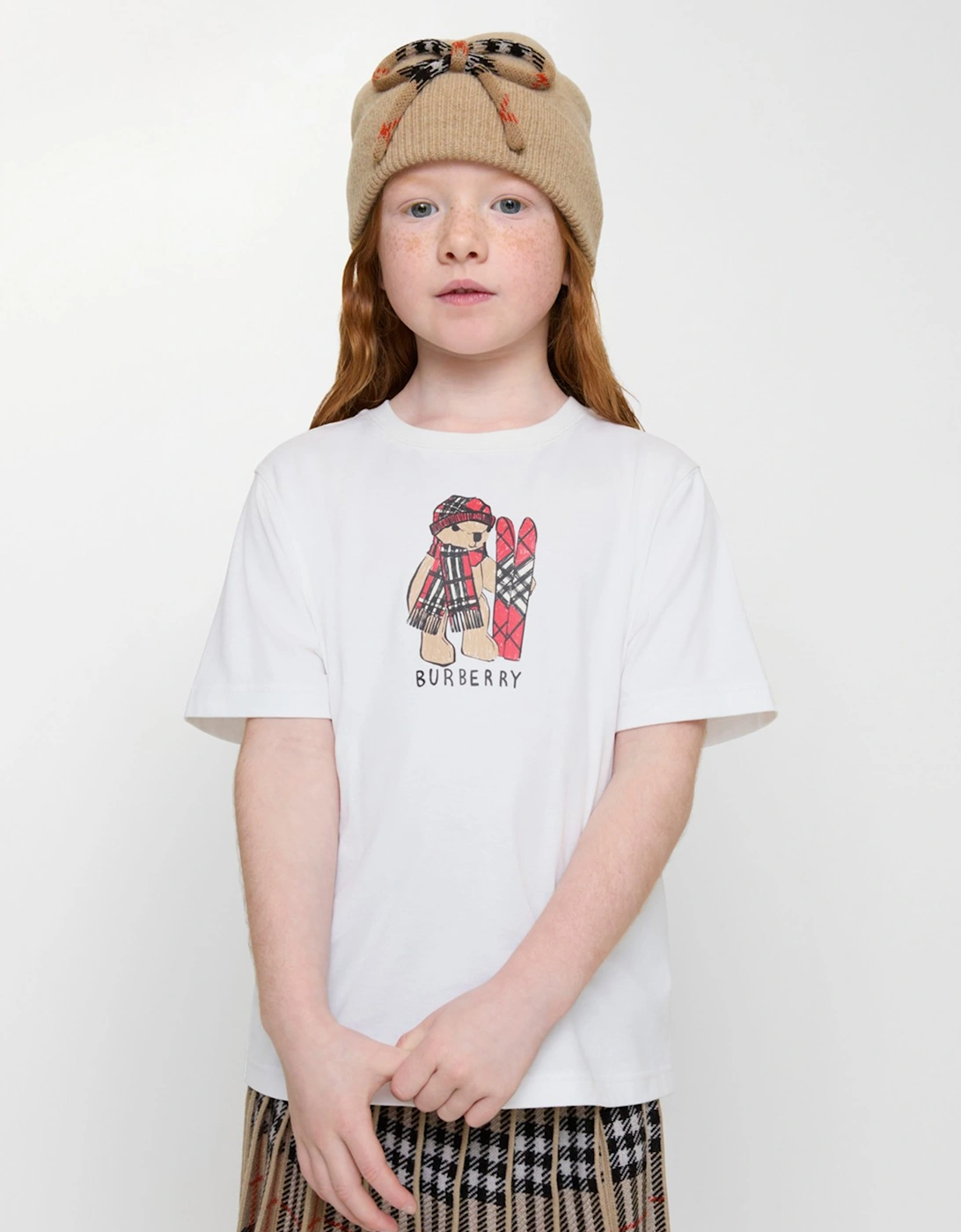 Burberry Girls Cedar Ski Bear T-Shirt in White