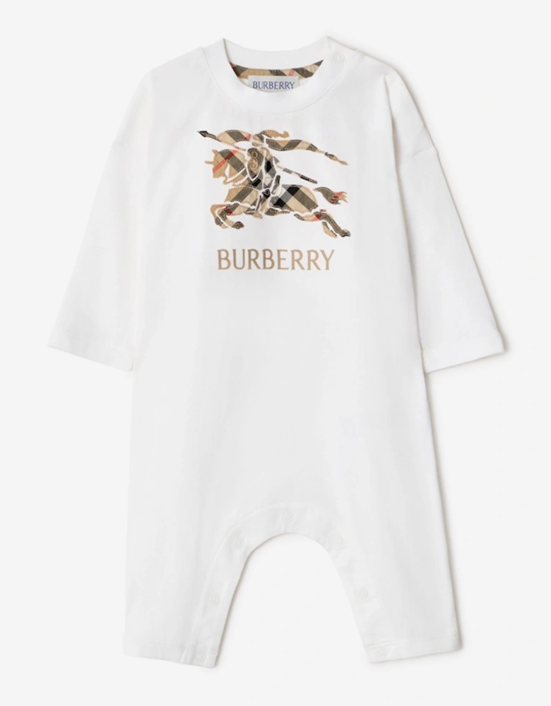 Burberry Baby Boys Jonson Check EKD Romper in White