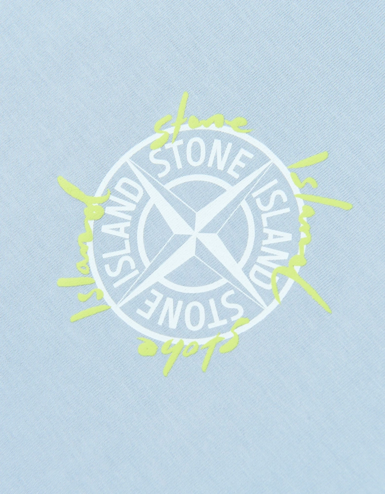 Stone Island Boys Compass Logo Print T-Shirt in Blue