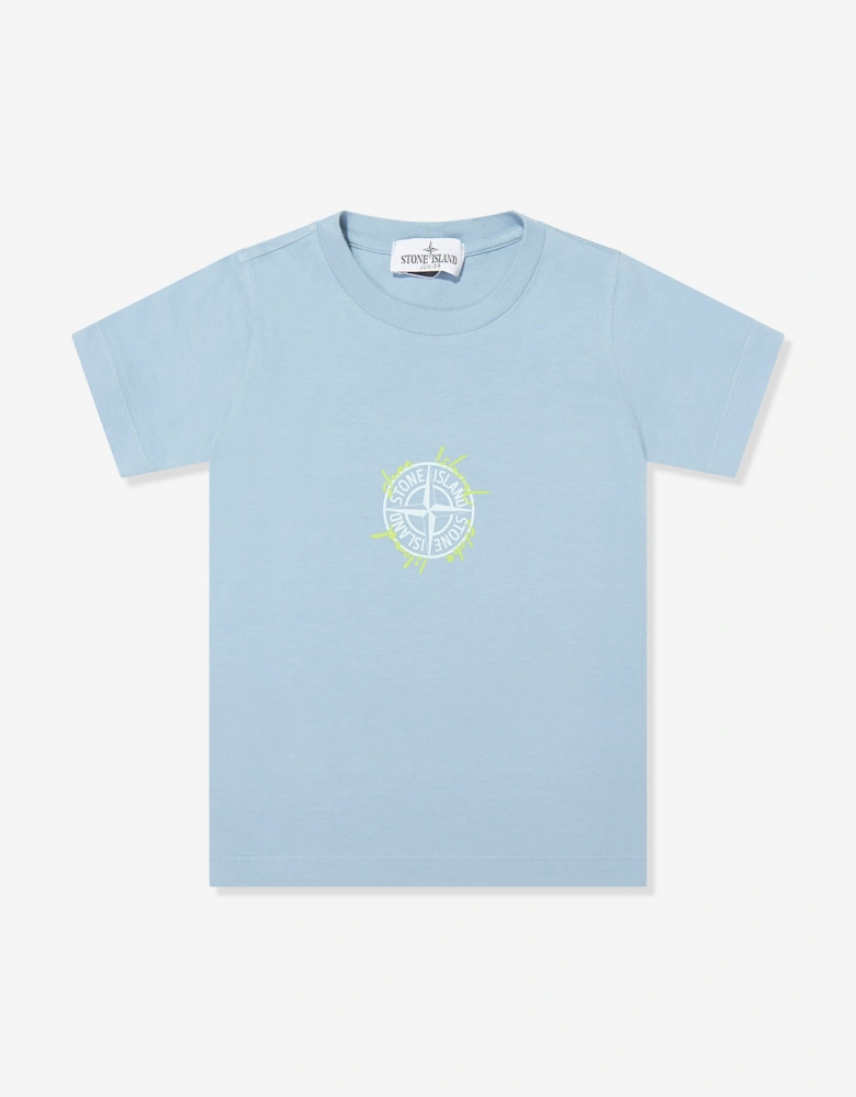 Stone Island Boys Compass Logo Print T-Shirt in Blue