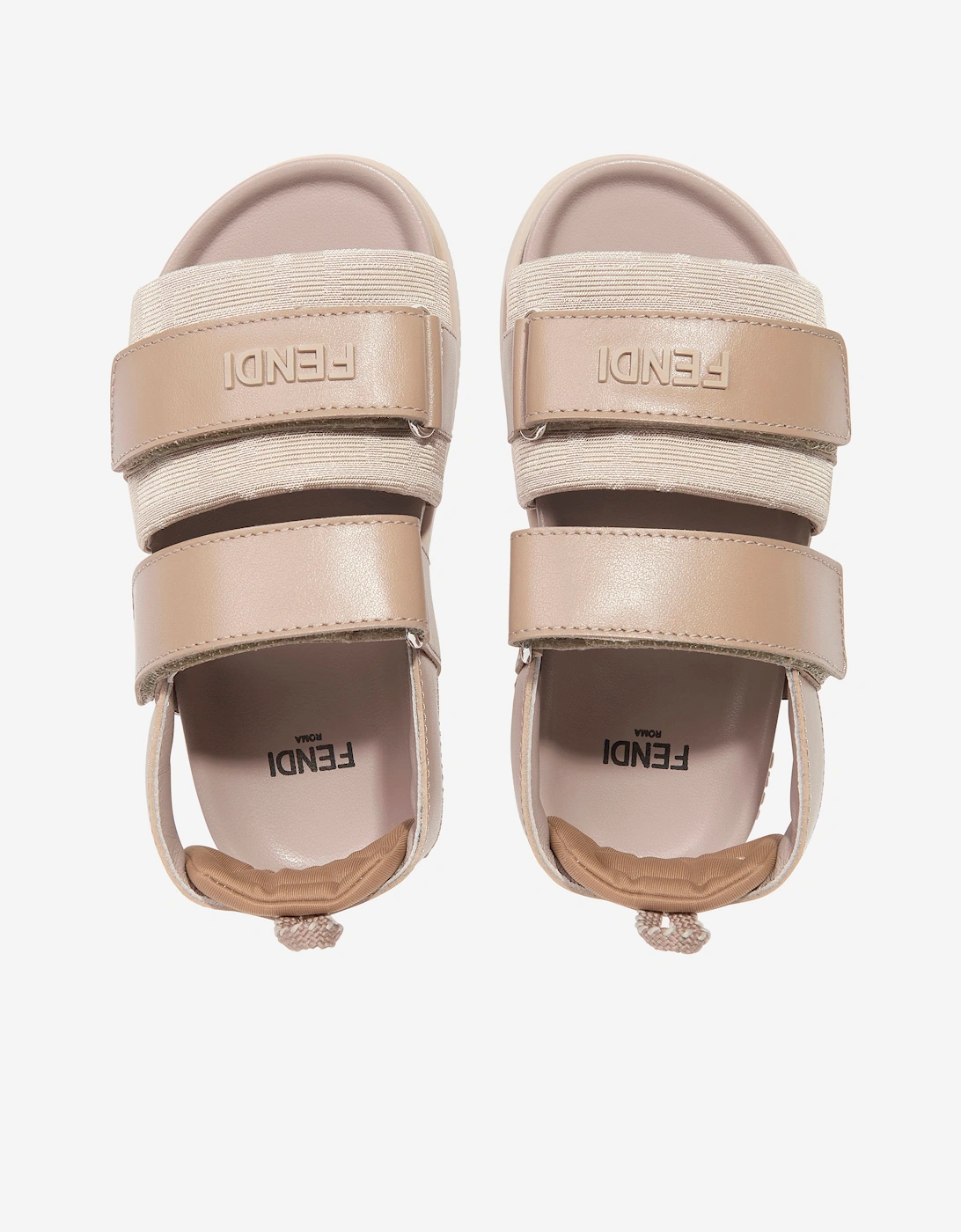 Fendi Kids Leather Logo Sandals in Beige