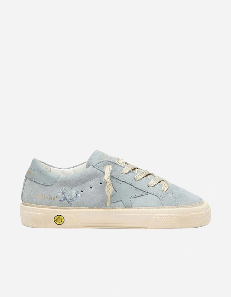 Golden Goose Girls Suede and Leather Star Embroidered May Trainers in Blue