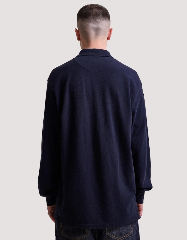 Relaxed Fit Hill Long Sleeve Panel Polo Shirt