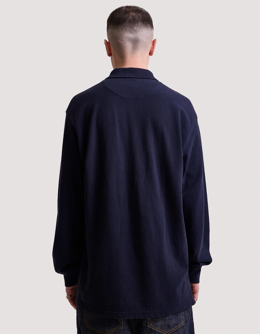 Relaxed Fit Hill Long Sleeve Panel Polo Shirt