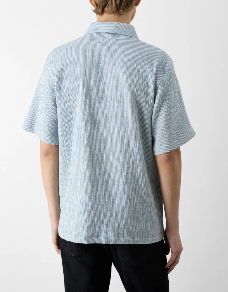 Oliver Sweeney Somerton Mens Striped Linen Shirt - Fine Blue Stripe
