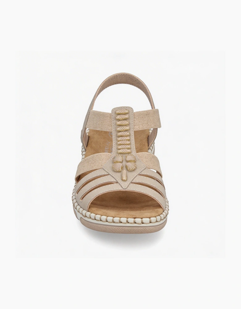 Rieker 66201 Womens Slingback Sandals Cream