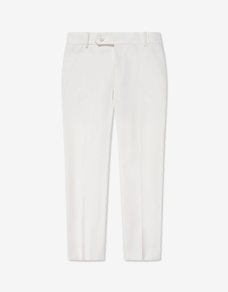 Maison Ava Boys Wool Blend Noel Trousers in Ivory