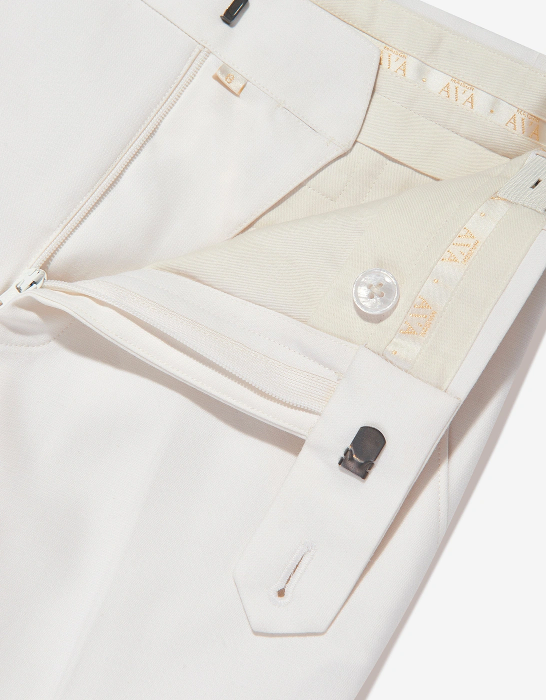 Maison Ava Boys Wool Blend Noel Trousers in Ivory