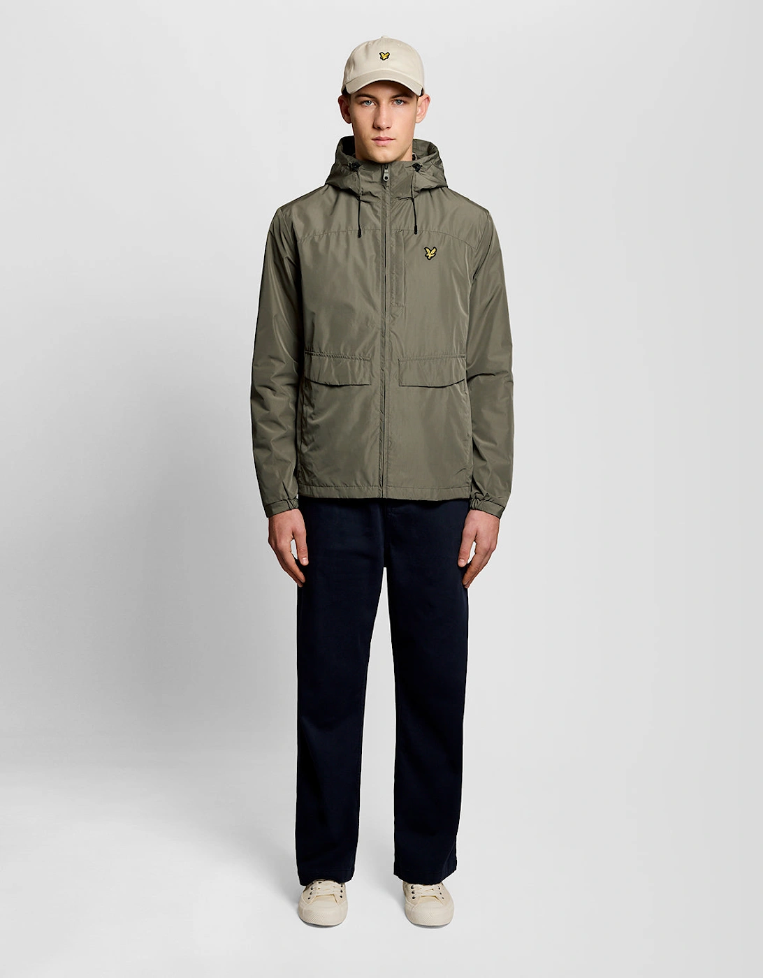 Lyle & Scott Lightweight Hooded Zip Through Mens Jacket - X569 Khaki Ash