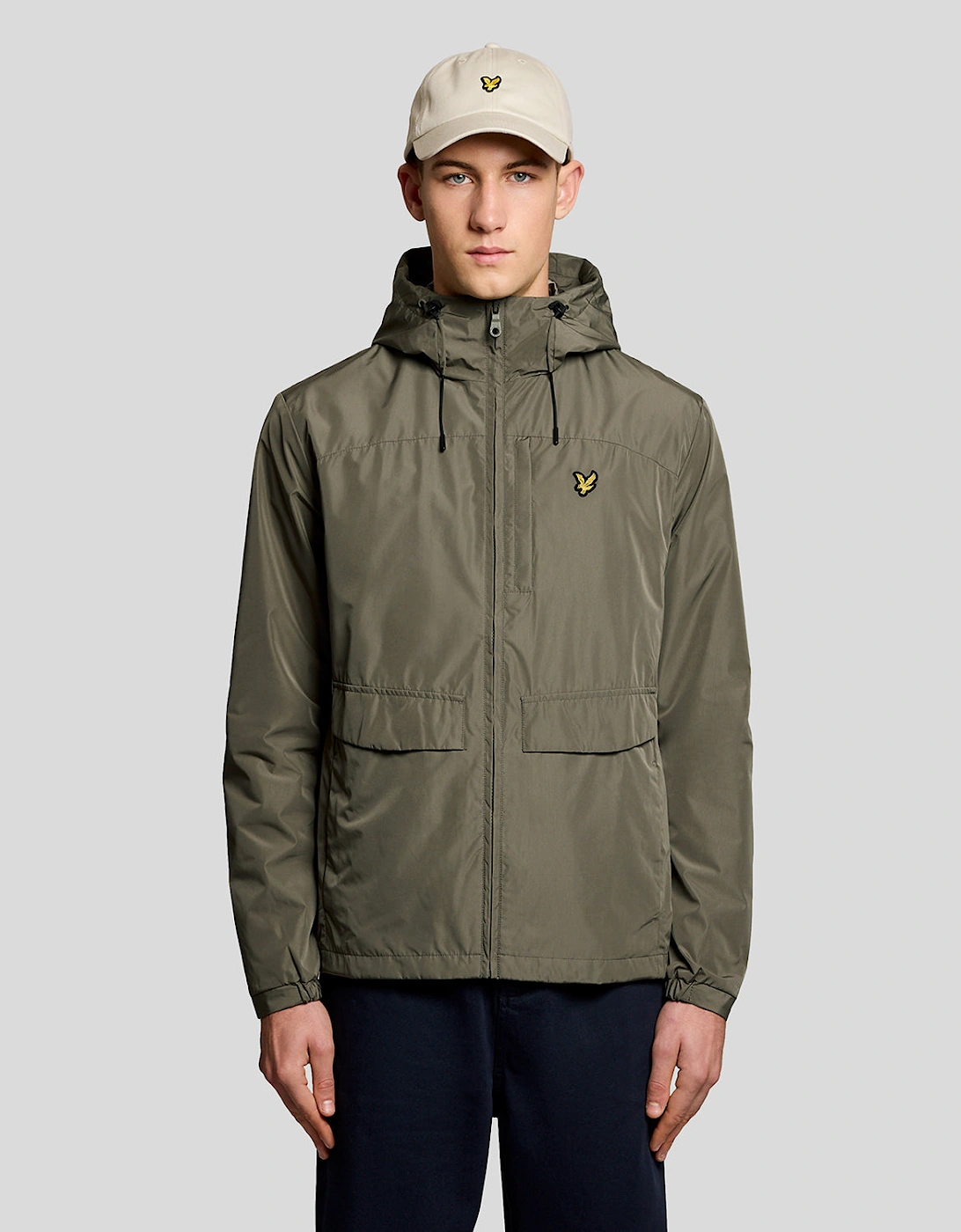 Lyle & Scott Lightweight Hooded Zip Through Mens Jacket - X569 Khaki Ash, 7 of 6