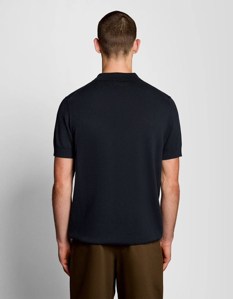 Lyle & Scott Cotton Short Sleeve Mens Knitted Polo - Z271 Dark Navy
