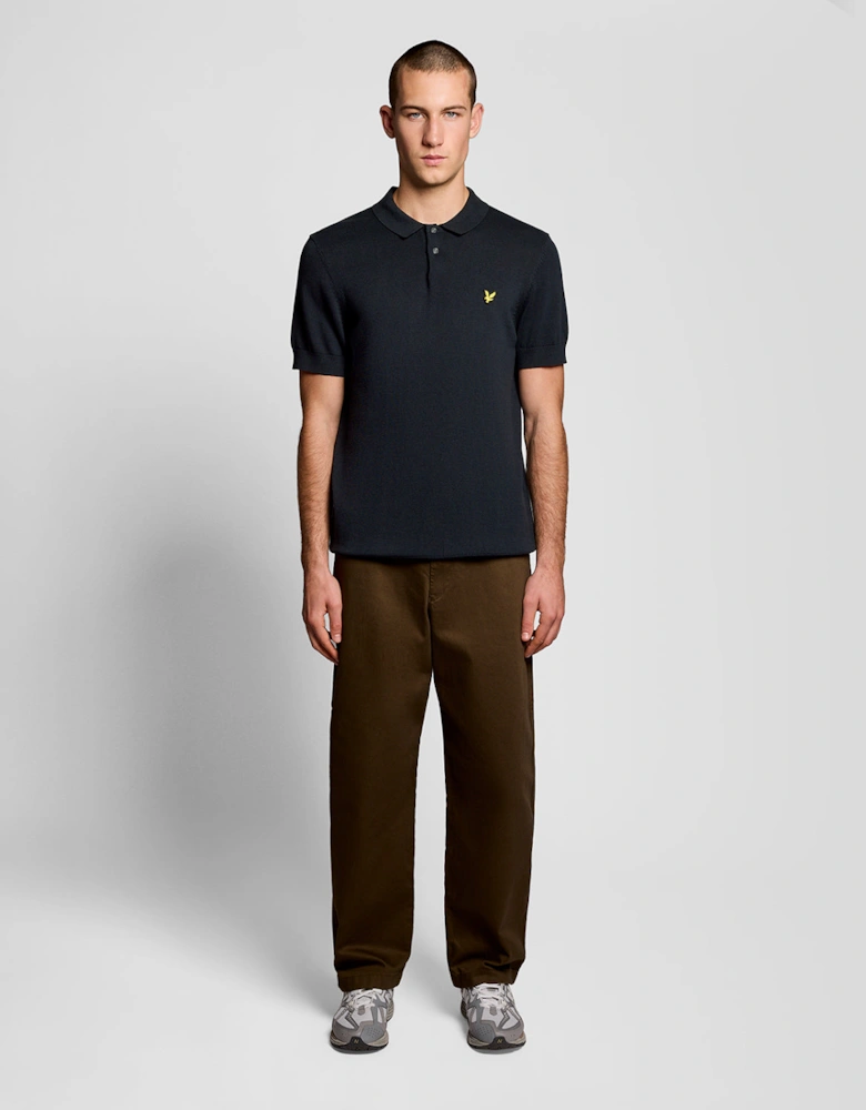 Lyle & Scott Cotton Short Sleeve Mens Knitted Polo - Z271 Dark Navy