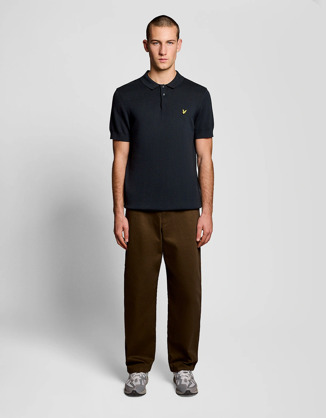 Lyle & Scott Cotton Short Sleeve Mens Knitted Polo - Z271 Dark Navy