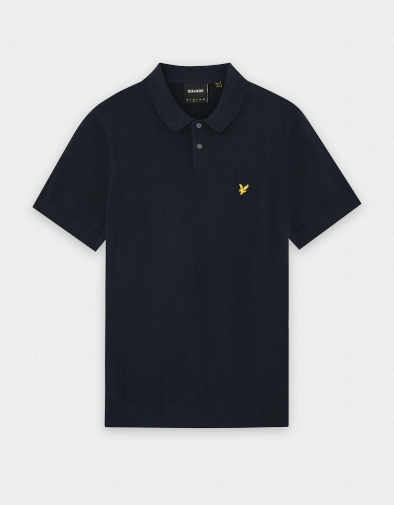 Lyle & Scott Cotton Short Sleeve Mens Knitted Polo - Z271 Dark Navy