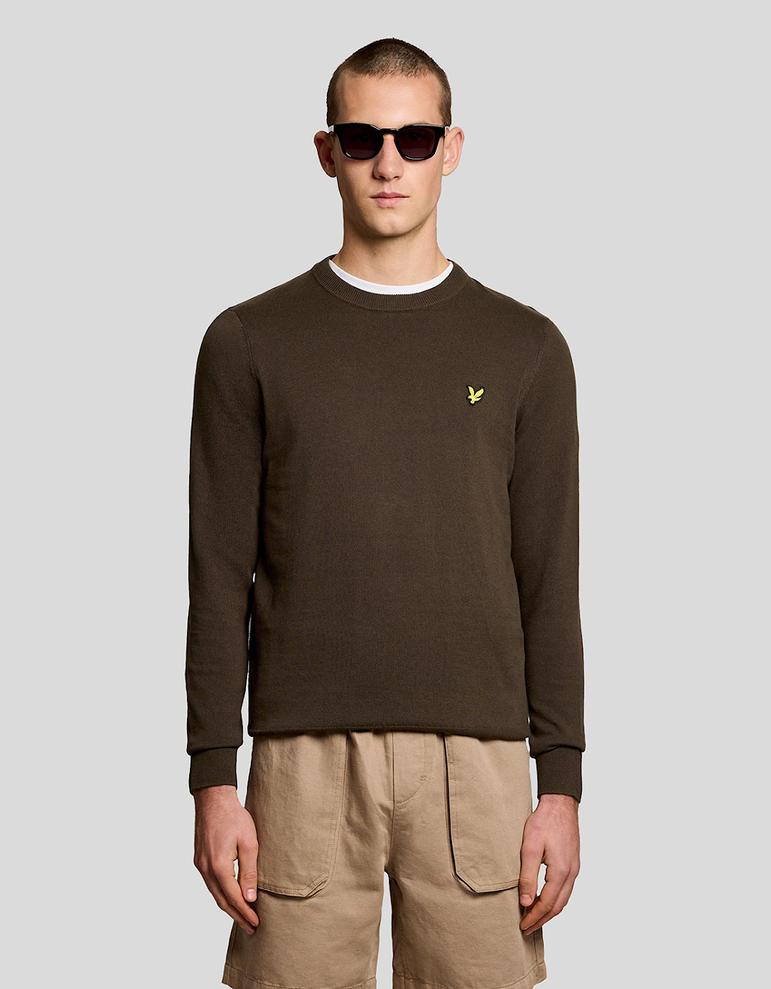 Lyle & Scott Cotton Crew Neck Mens Jumper - Y176 Ebony, 7 of 6