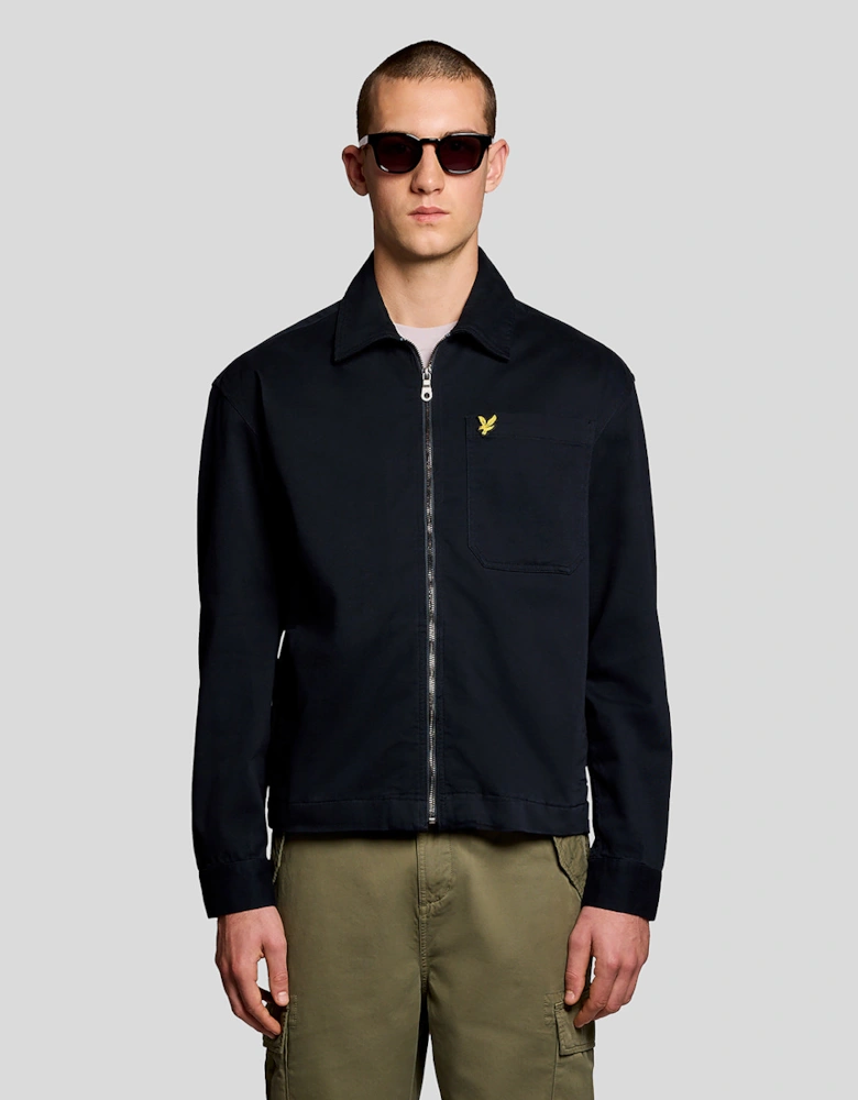 Lyle & Scott Enzyme Wash Mens Zip Overshirt - Z271 Dark Navy
