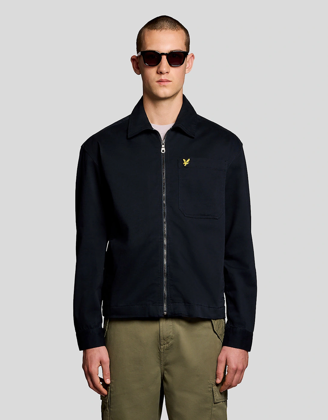 Lyle & Scott Enzyme Wash Mens Zip Overshirt - Z271 Dark Navy, 7 of 6