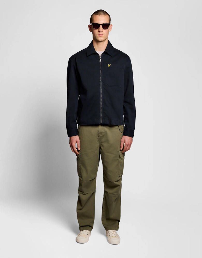 Lyle & Scott Enzyme Wash Mens Zip Overshirt - Z271 Dark Navy