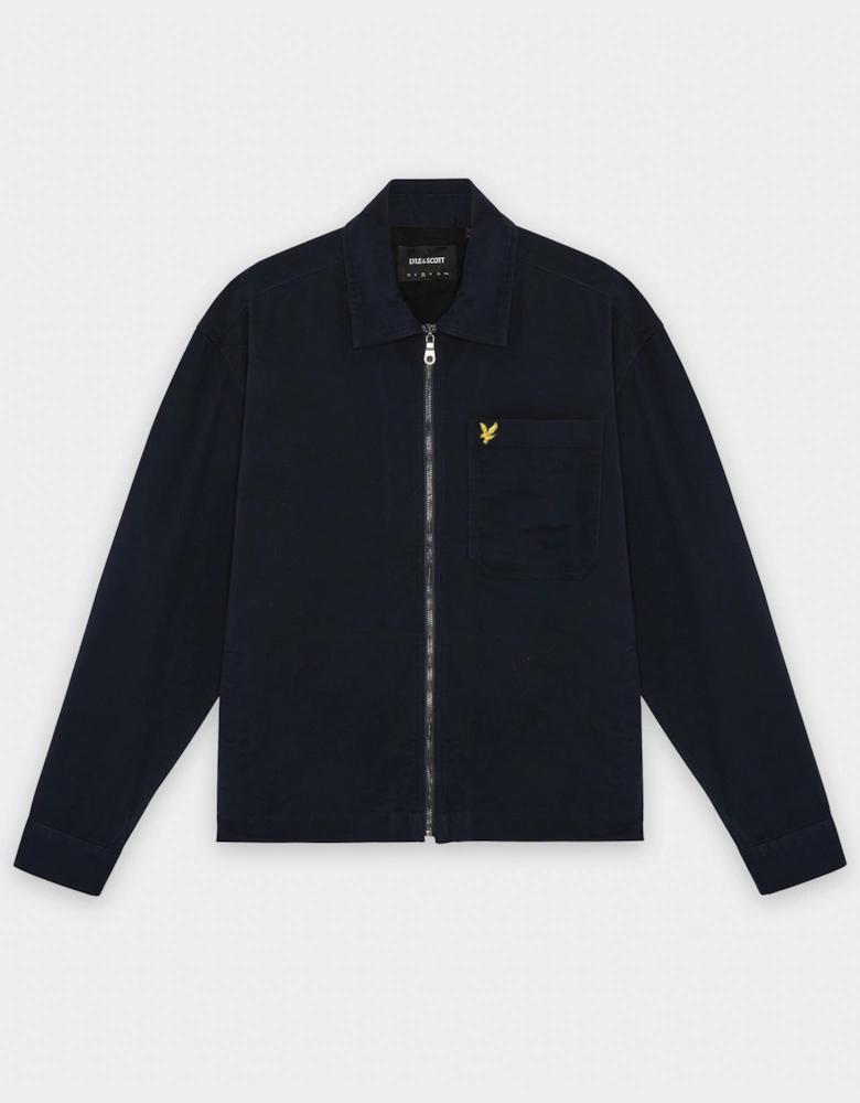 Lyle & Scott Enzyme Wash Mens Zip Overshirt - Z271 Dark Navy