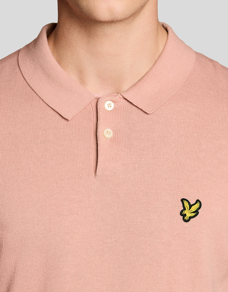Lyle & Scott Cotton Short Sleeve Mens Knitted Polo - Y120 Pink Grapefruit