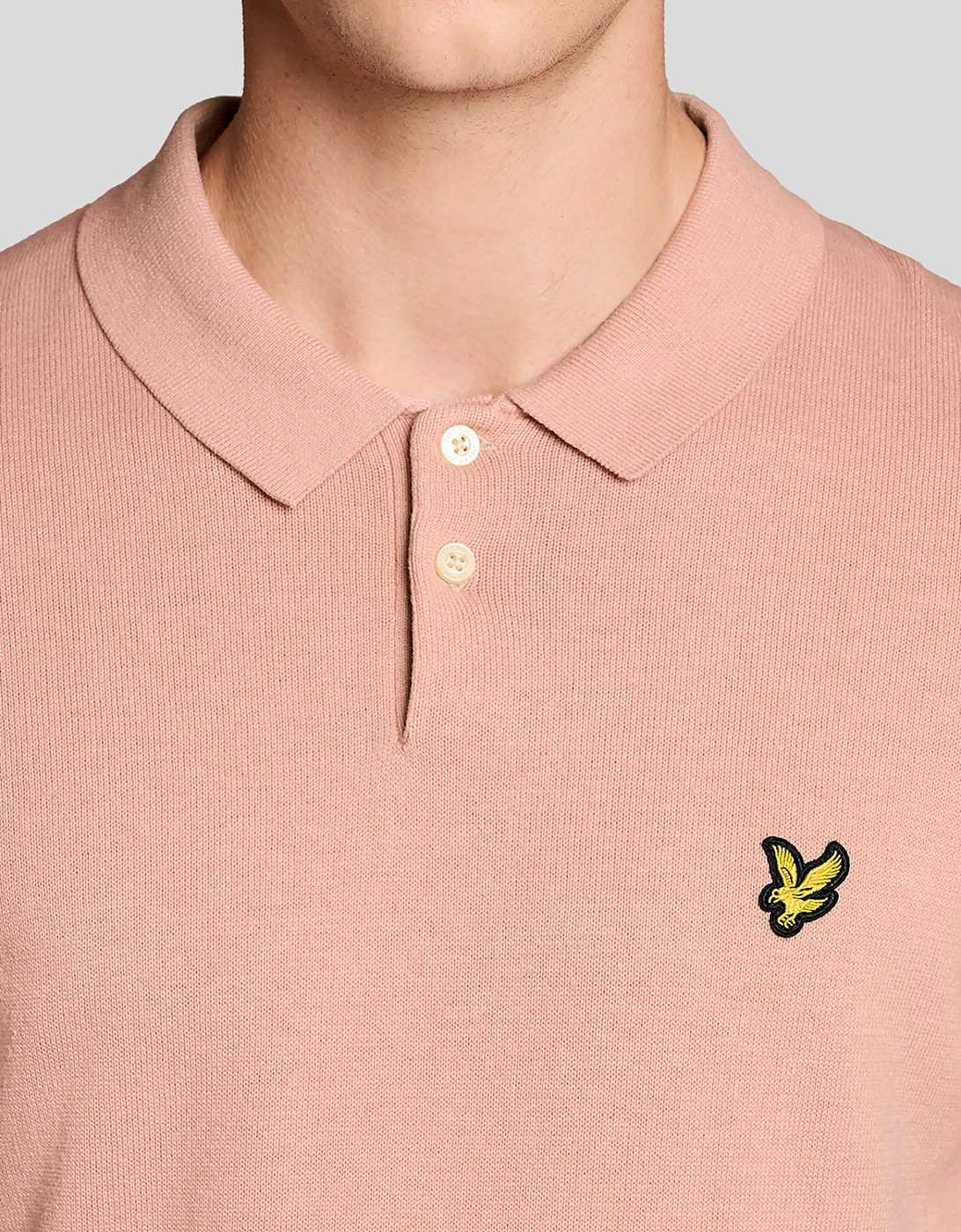 Lyle & Scott Cotton Short Sleeve Mens Knitted Polo - Y120 Pink Grapefruit