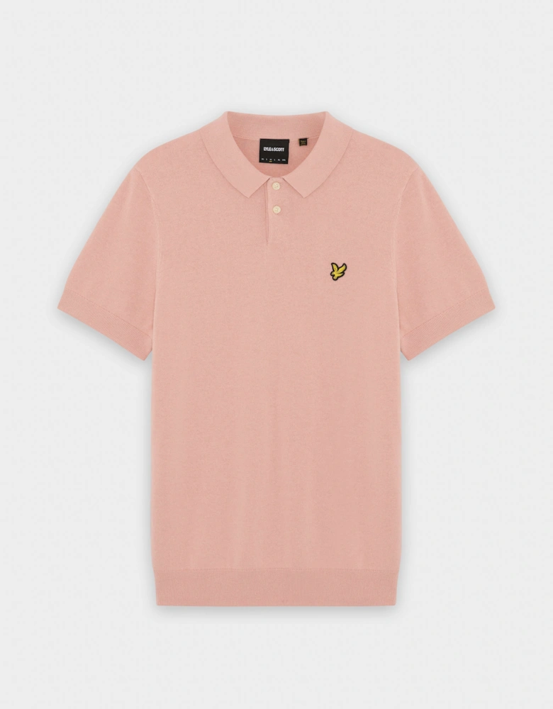 Lyle & Scott Cotton Short Sleeve Mens Knitted Polo - Y120 Pink Grapefruit