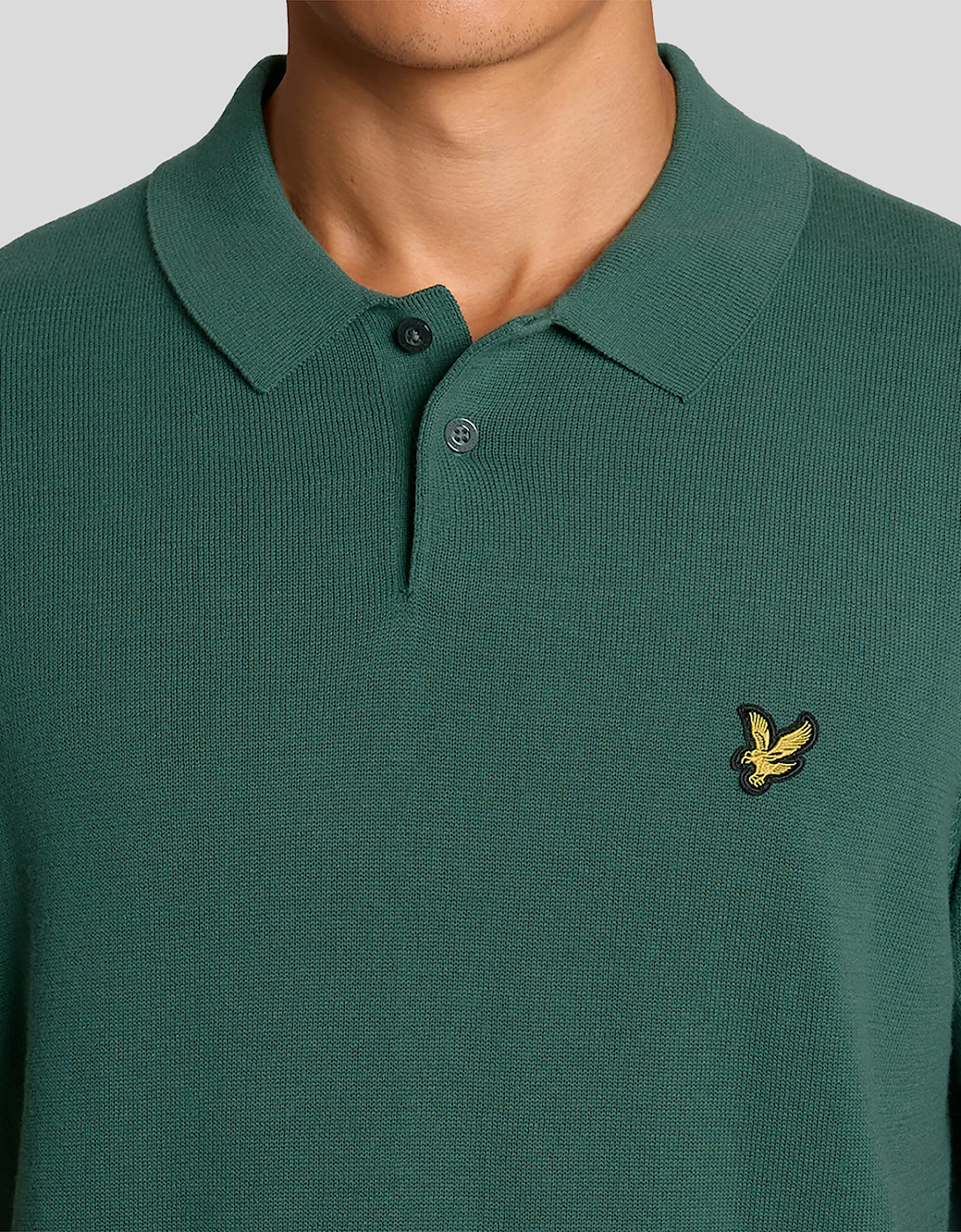 Lyle & Scott Cotton Short Sleeve Mens Knitted Polo - W130 Everglade