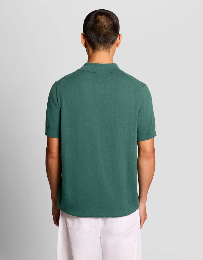 Lyle & Scott Cotton Short Sleeve Mens Knitted Polo - W130 Everglade