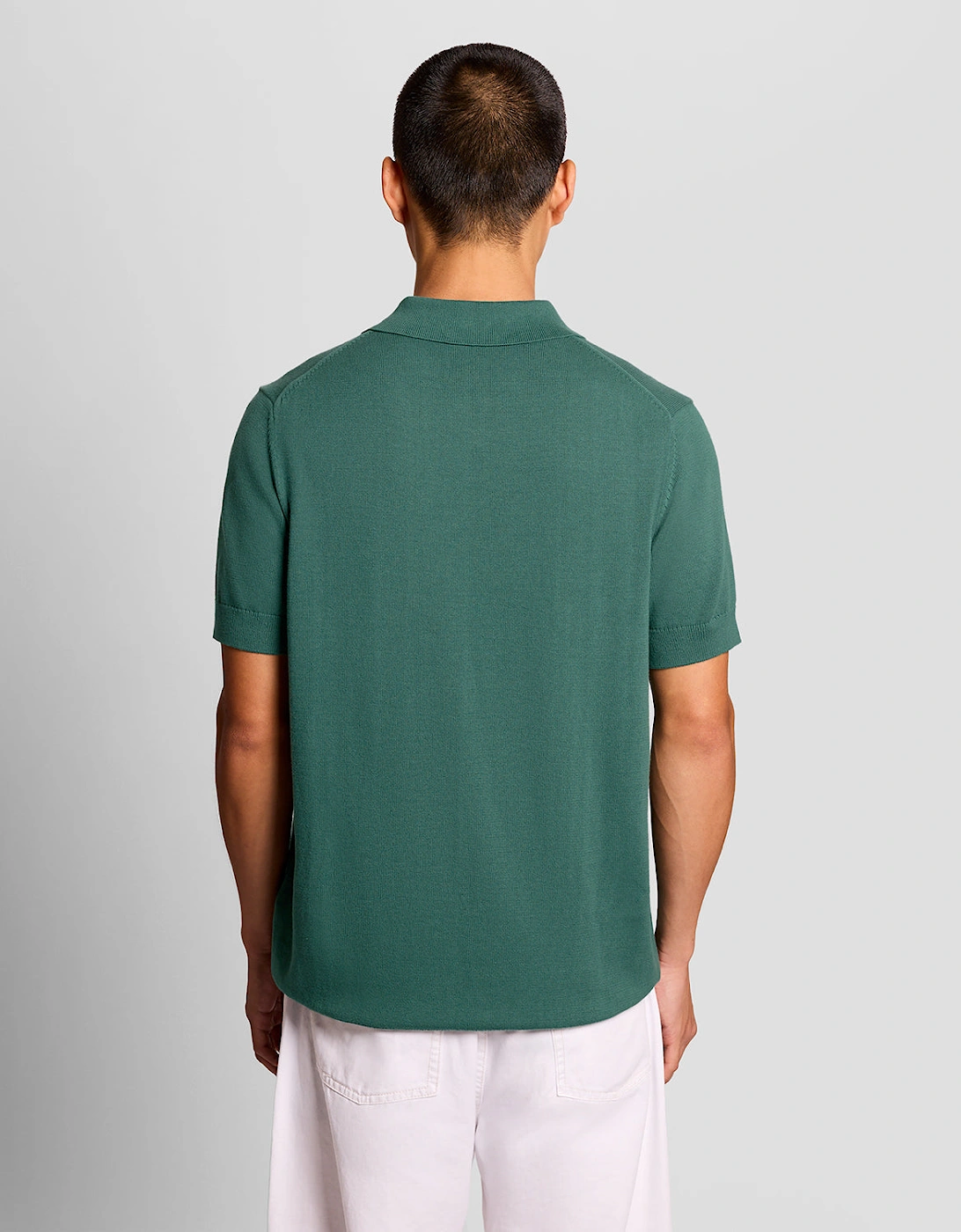 Lyle & Scott Cotton Short Sleeve Mens Knitted Polo - W130 Everglade