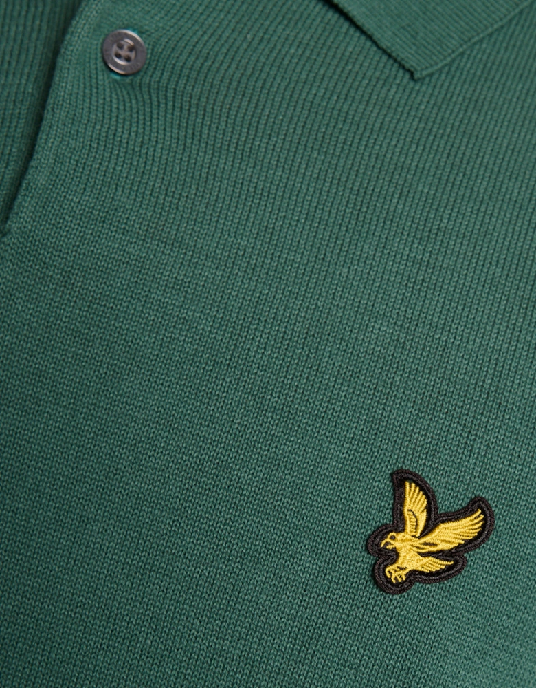 Lyle & Scott Cotton Short Sleeve Mens Knitted Polo - W130 Everglade