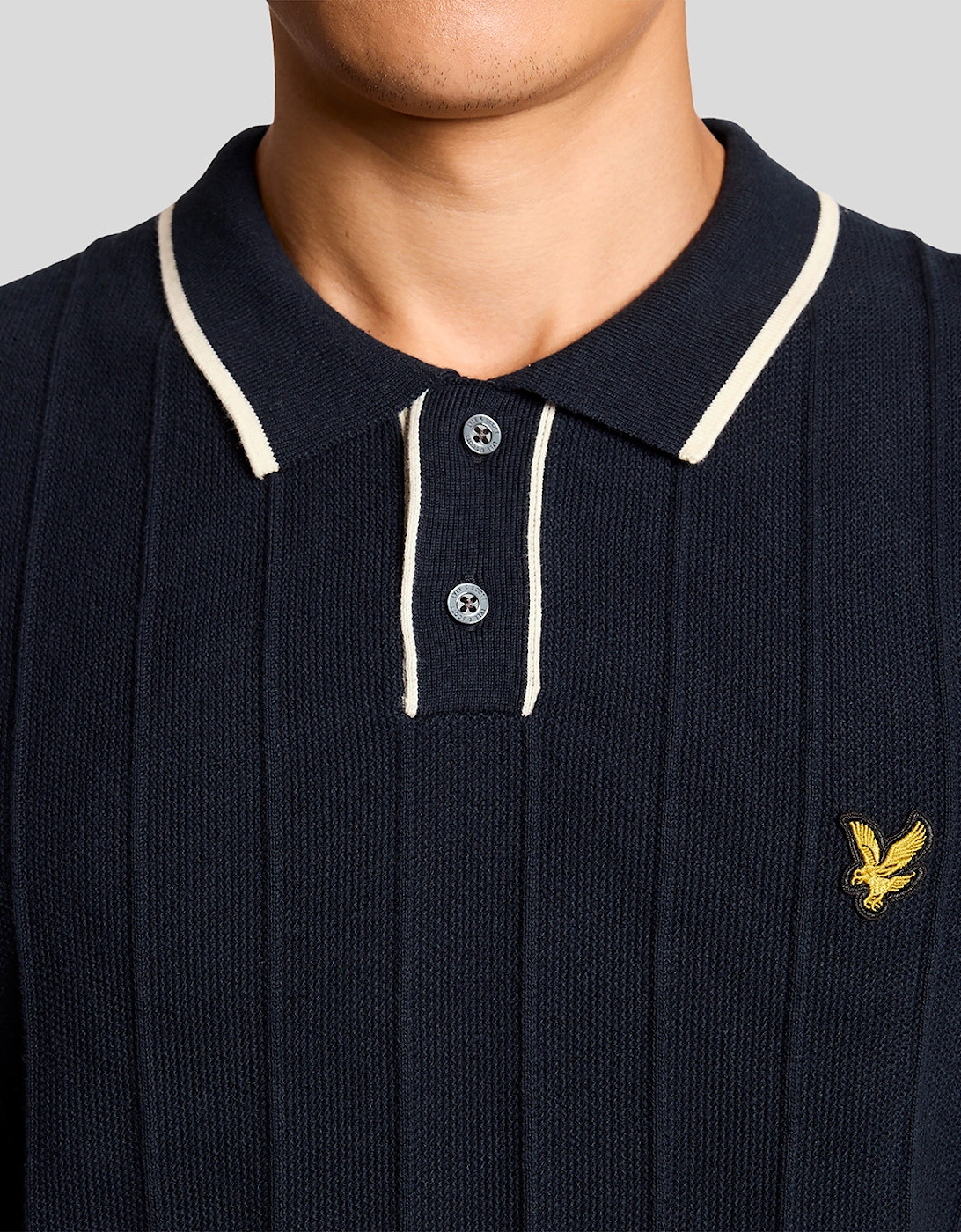 Lyle & Scott Tipped Pique Mens Knitted Polo - Z271 Dark Navy
