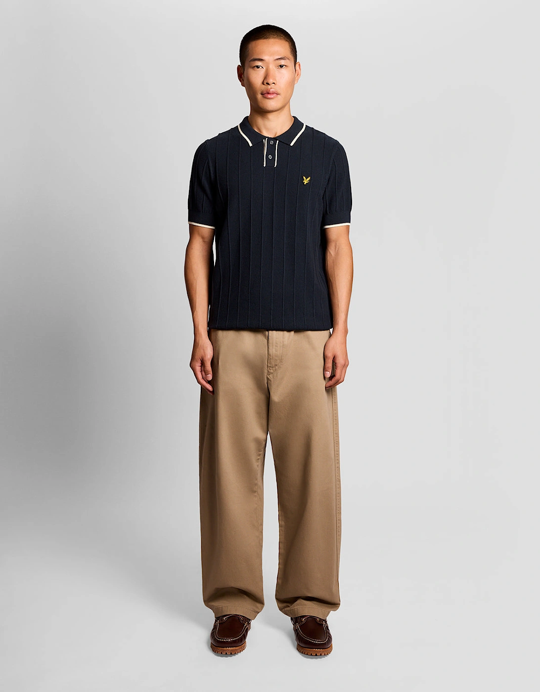 Lyle & Scott Tipped Pique Mens Knitted Polo - Z271 Dark Navy