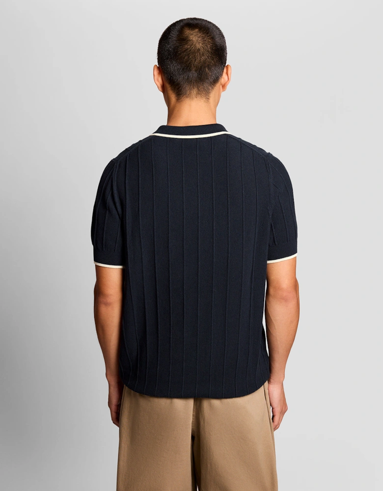 Lyle & Scott Tipped Pique Mens Knitted Polo - Z271 Dark Navy