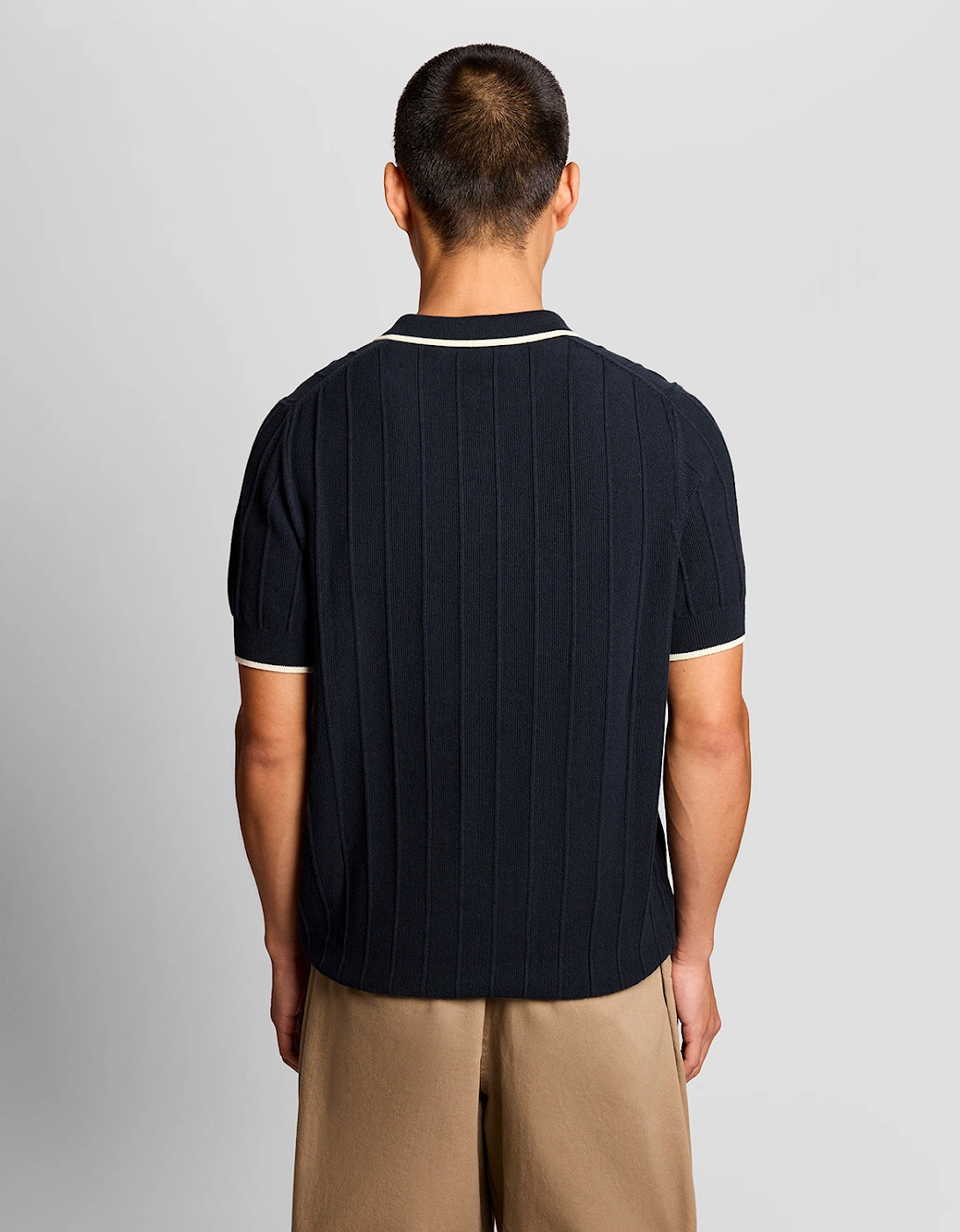 Lyle & Scott Tipped Pique Mens Knitted Polo - Z271 Dark Navy