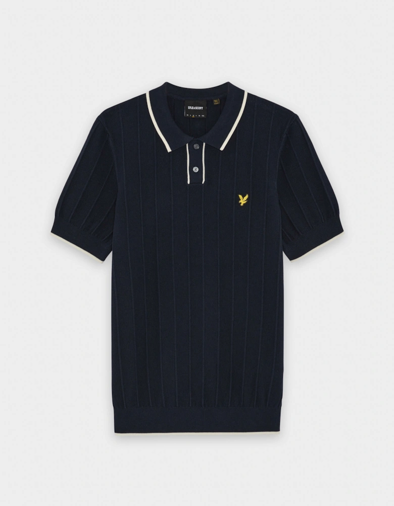 Lyle & Scott Tipped Pique Mens Knitted Polo - Z271 Dark Navy