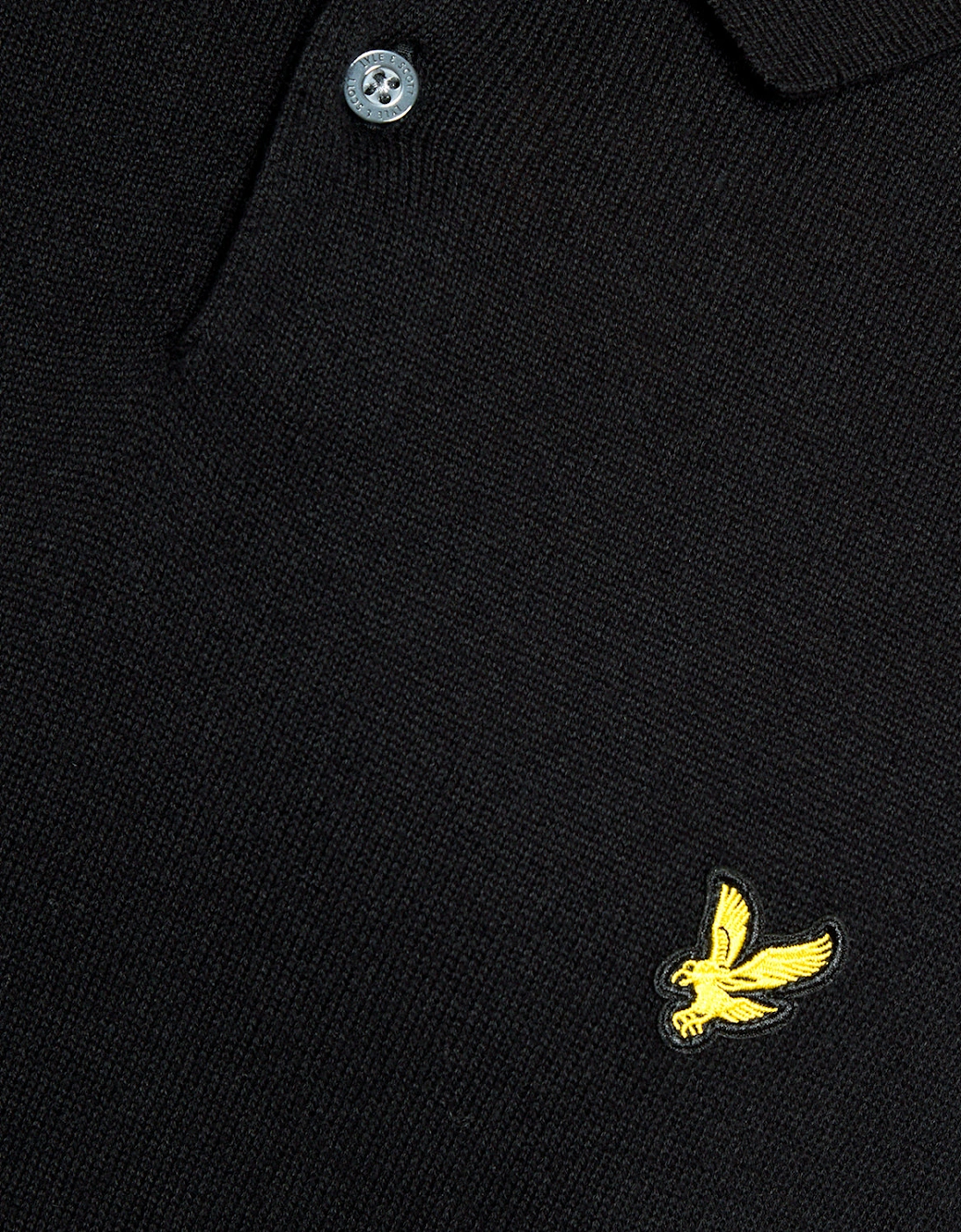Lyle & Scott Cotton Short Sleeve Mens Knitted Polo - Z865 Jet Black