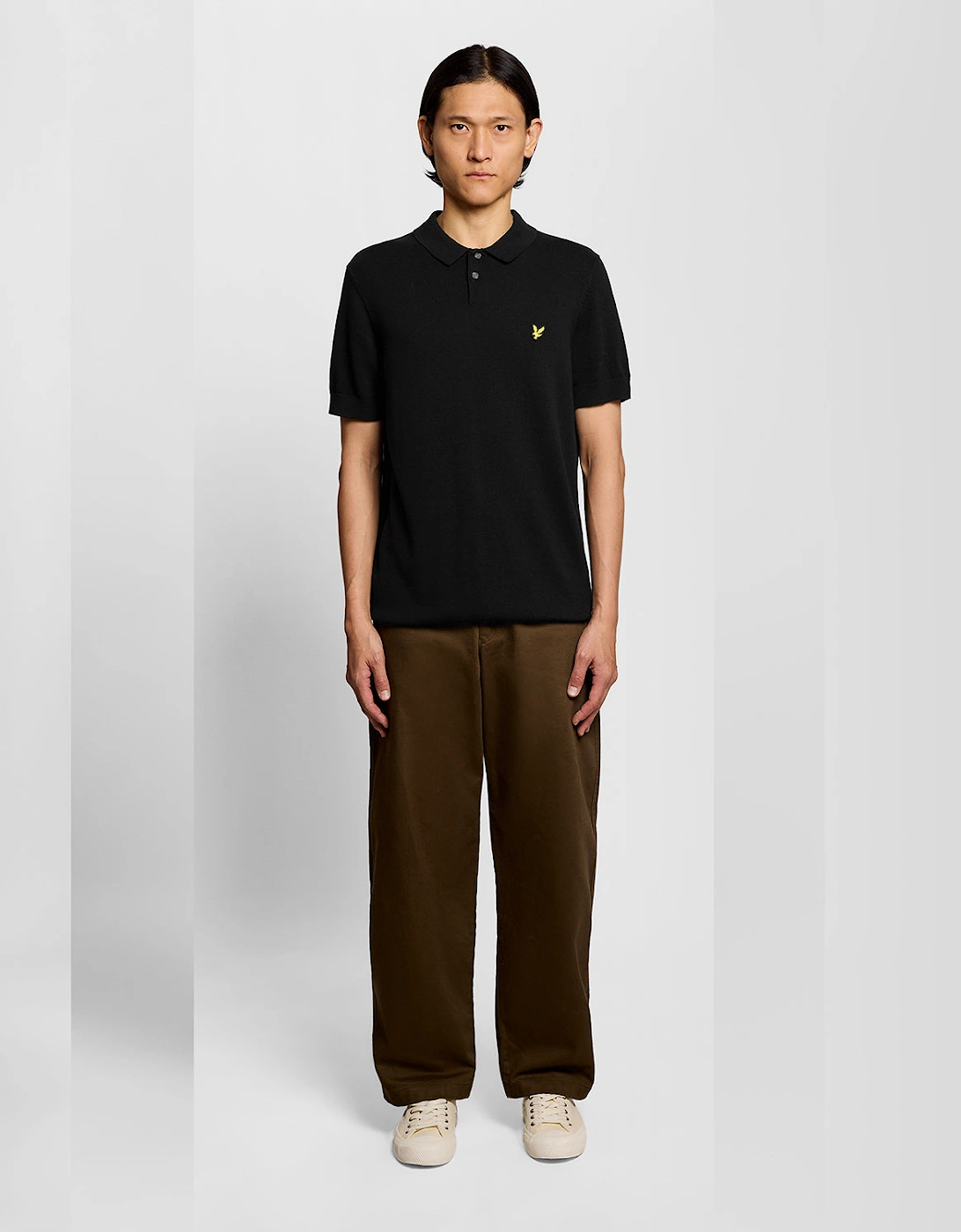 Lyle & Scott Cotton Short Sleeve Mens Knitted Polo - Z865 Jet Black