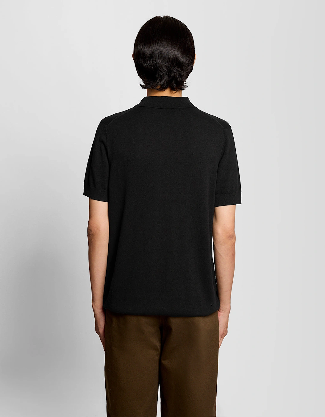 Lyle & Scott Cotton Short Sleeve Mens Knitted Polo - Z865 Jet Black