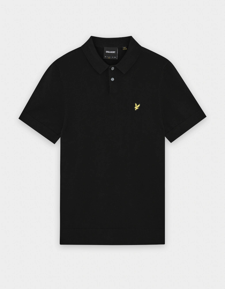 Lyle & Scott Cotton Short Sleeve Mens Knitted Polo - Z865 Jet Black