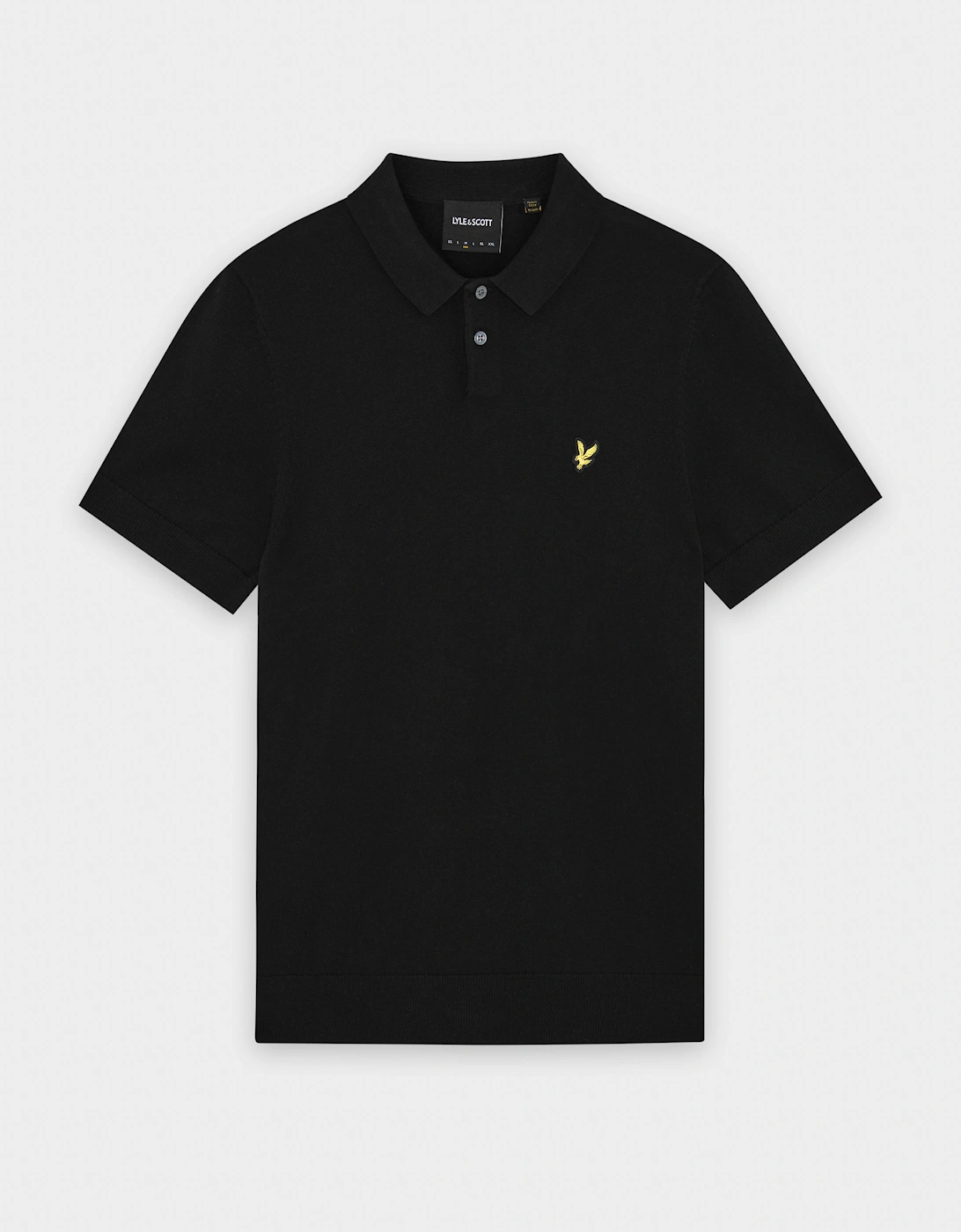 Lyle & Scott Cotton Short Sleeve Mens Knitted Polo - Z865 Jet Black