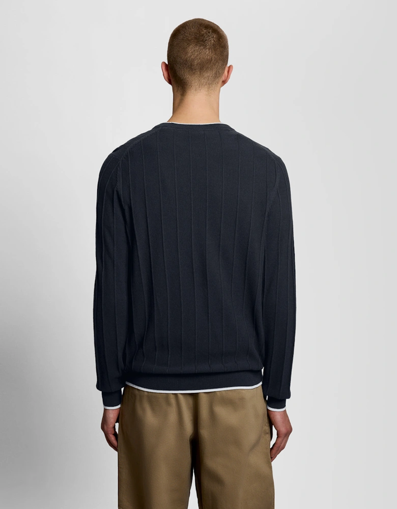 Lyle & Scott Tipped Pique Mens Knitted Jumper - Z271 Dark Navy