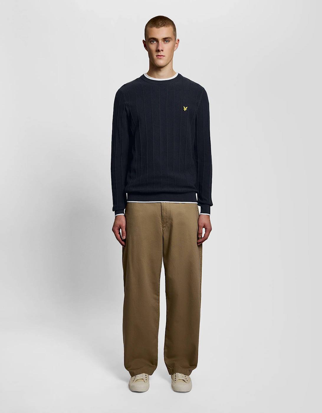 Lyle & Scott Tipped Pique Mens Knitted Jumper - Z271 Dark Navy