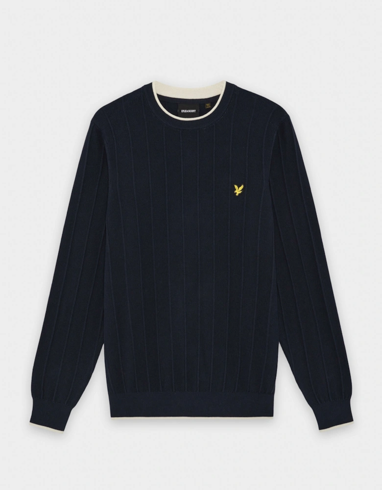 Lyle & Scott Tipped Pique Mens Knitted Jumper - Z271 Dark Navy