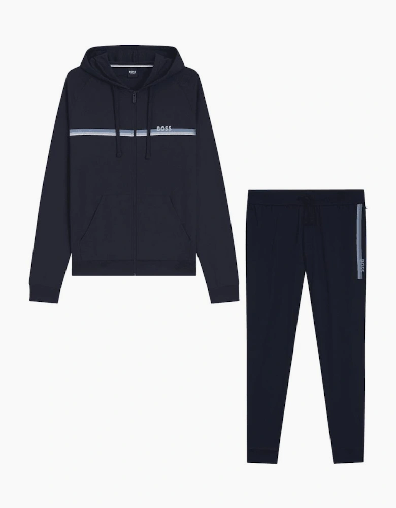 Authentic Cotton Stripe Logo Hooded Navy Tracksuit