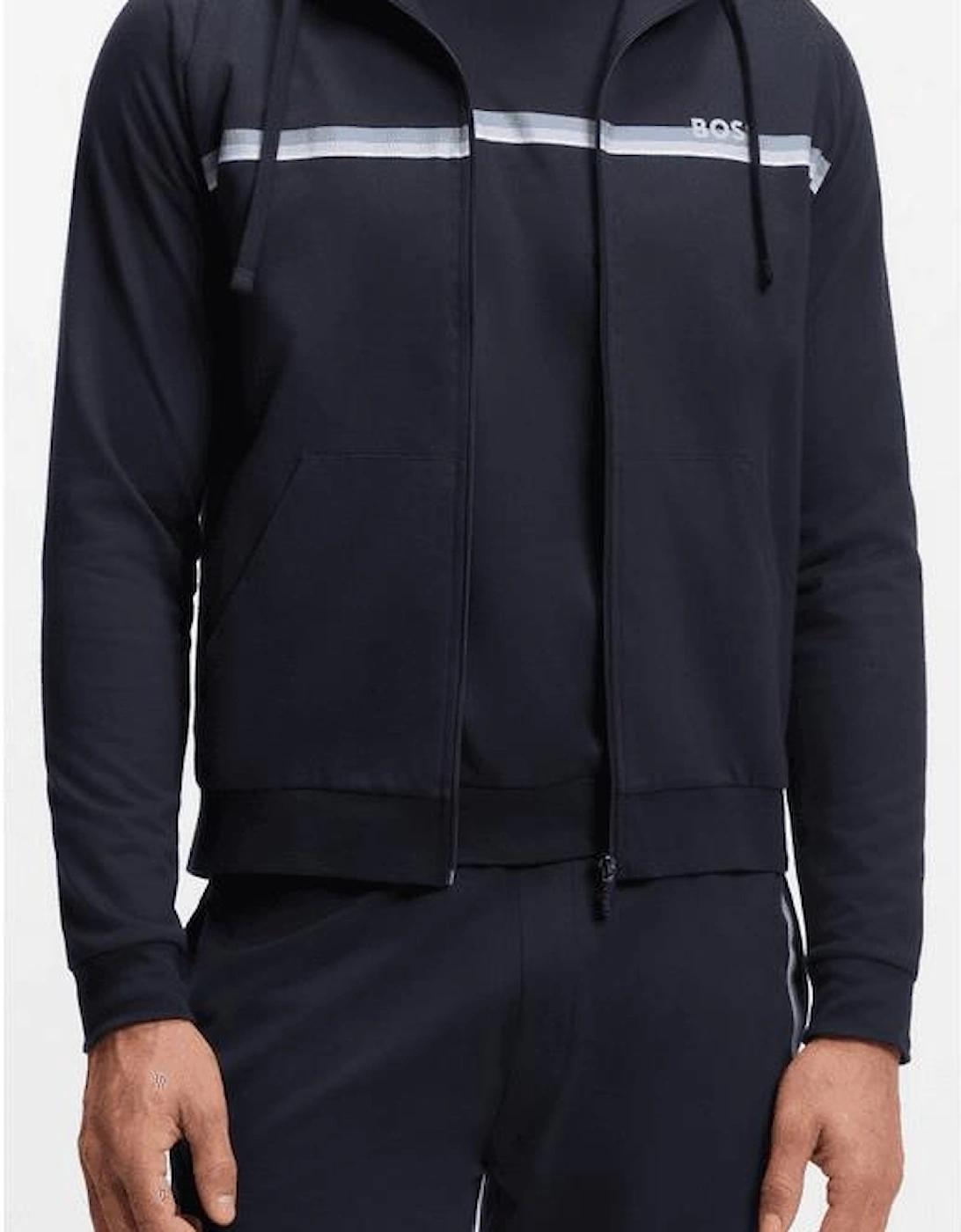 Authentic Cotton Stripe Logo Hooded Navy Tracksuit
