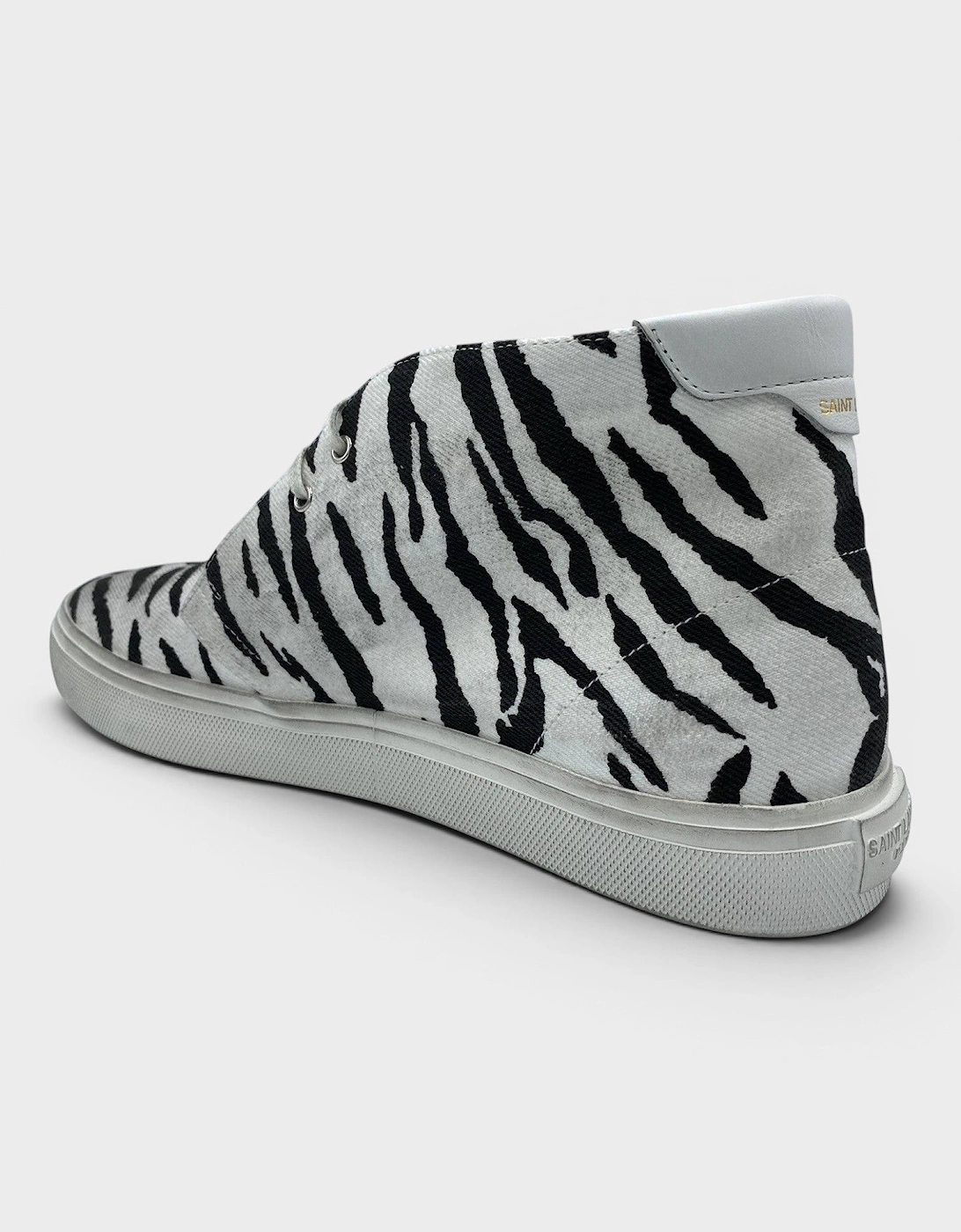Zebra Canvas Distressed Laced Sneakers Black White