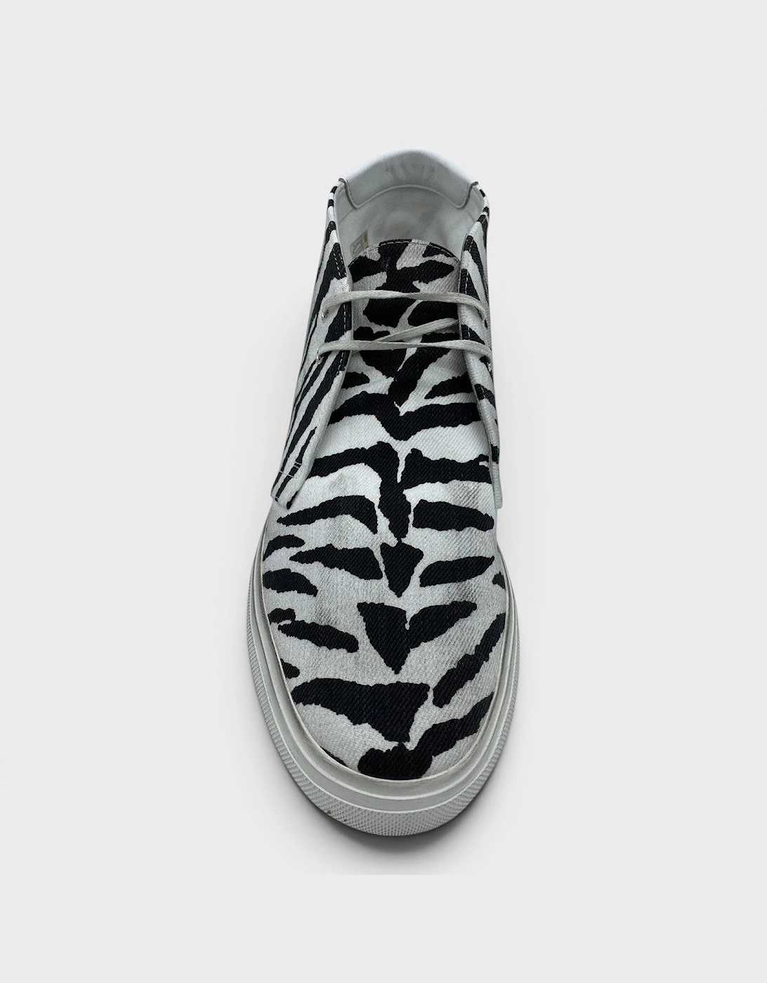 Zebra Canvas Distressed Laced Sneakers Black White