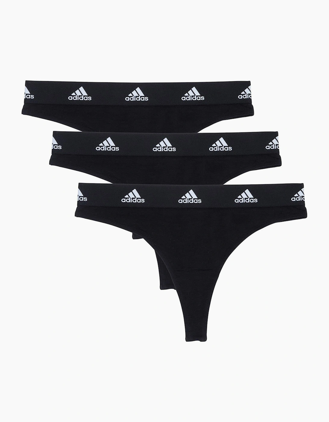 Adidas Women's Black 3 Pack Active Comfort Cotton Thong - Size 18 2XL